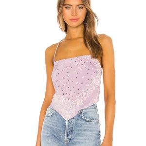 NWT Lovers + Friends Purple Bandana Crop Top Tie Back